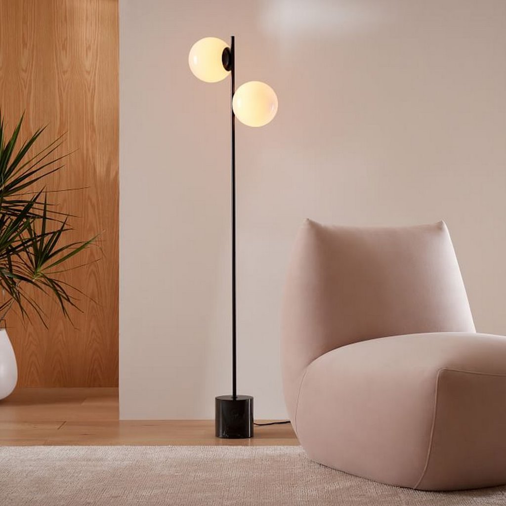 Black Globo di vetro floor lamp  - 2 globes
(petit base)