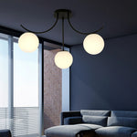 Load image into Gallery viewer, Black turned Globo di vetro Chandelier - 3 globes
